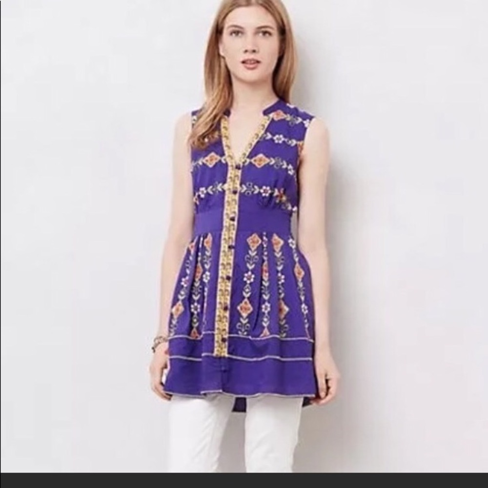Anthro Ionia Embellished Beaded Embroidered Tunic